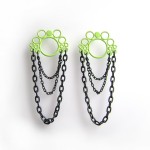 Round post earrings with chain in lime sorbet from Studio METHOD(E)