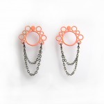 Round post earrings with chain in orange sorbet from Studio METHOD(E)