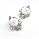 circle stacking earrings in white and grey powdercoat