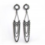 large black earrings with chain