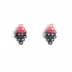 triangle shadow earrings, studs with matte black and red powdercoat
