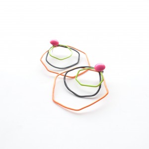 pink orange and black stacking earrings by Studio METHOD(E)