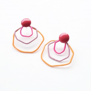 red orange and pink stacking earrings available on etsy