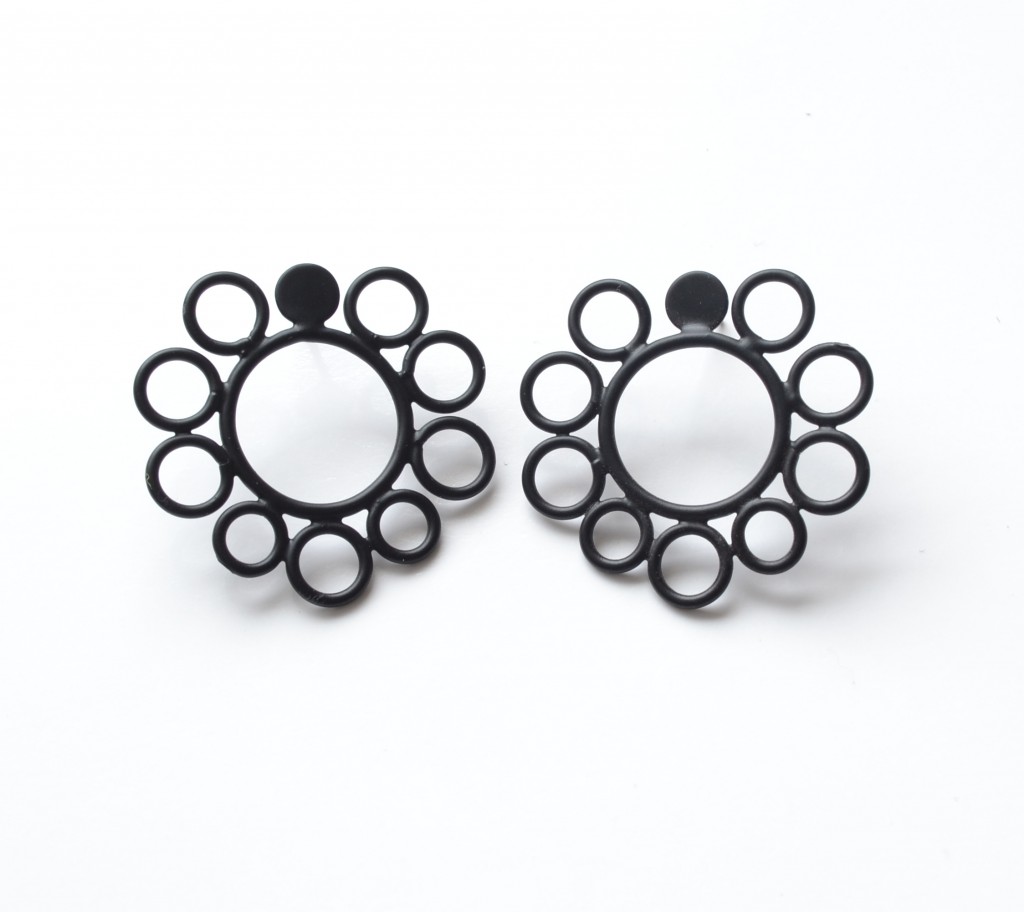 powder coat matte black circle earrings from 2012 jewellery line
