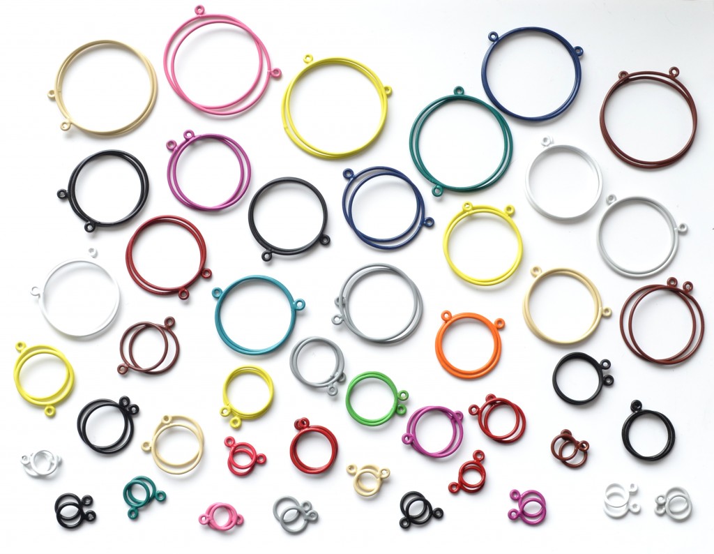stacking earrings, extra hoops powdercoated in a variety of colours